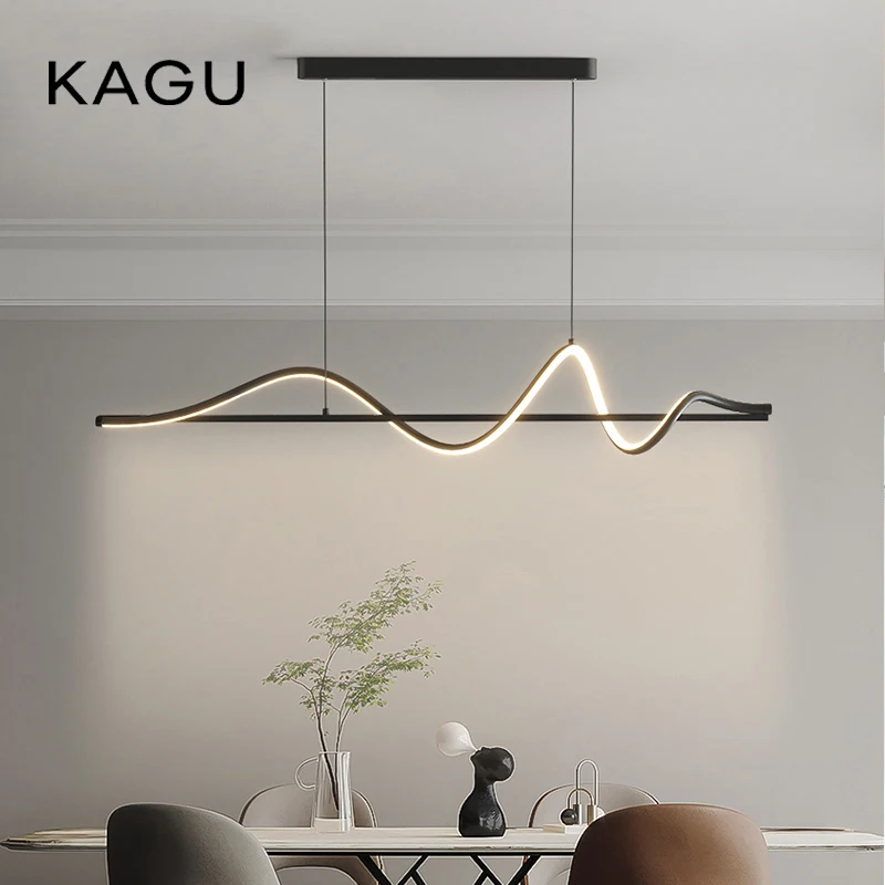 Image of Moderne LED Pendel leuchte weiß/schwarz lange Linie Pendel leuchte für Restaurant Studie Küche Büro Kaffee Home Dekoration Luxus