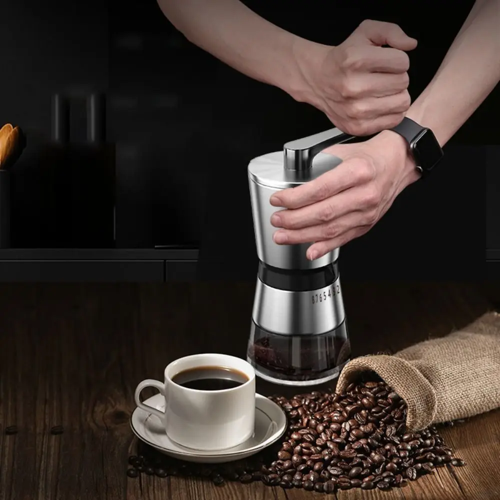 

Ручная кофемолка с регулируемым размером, съемная ручная мельница для кофейных зерен, прозрачный корпус, портативная