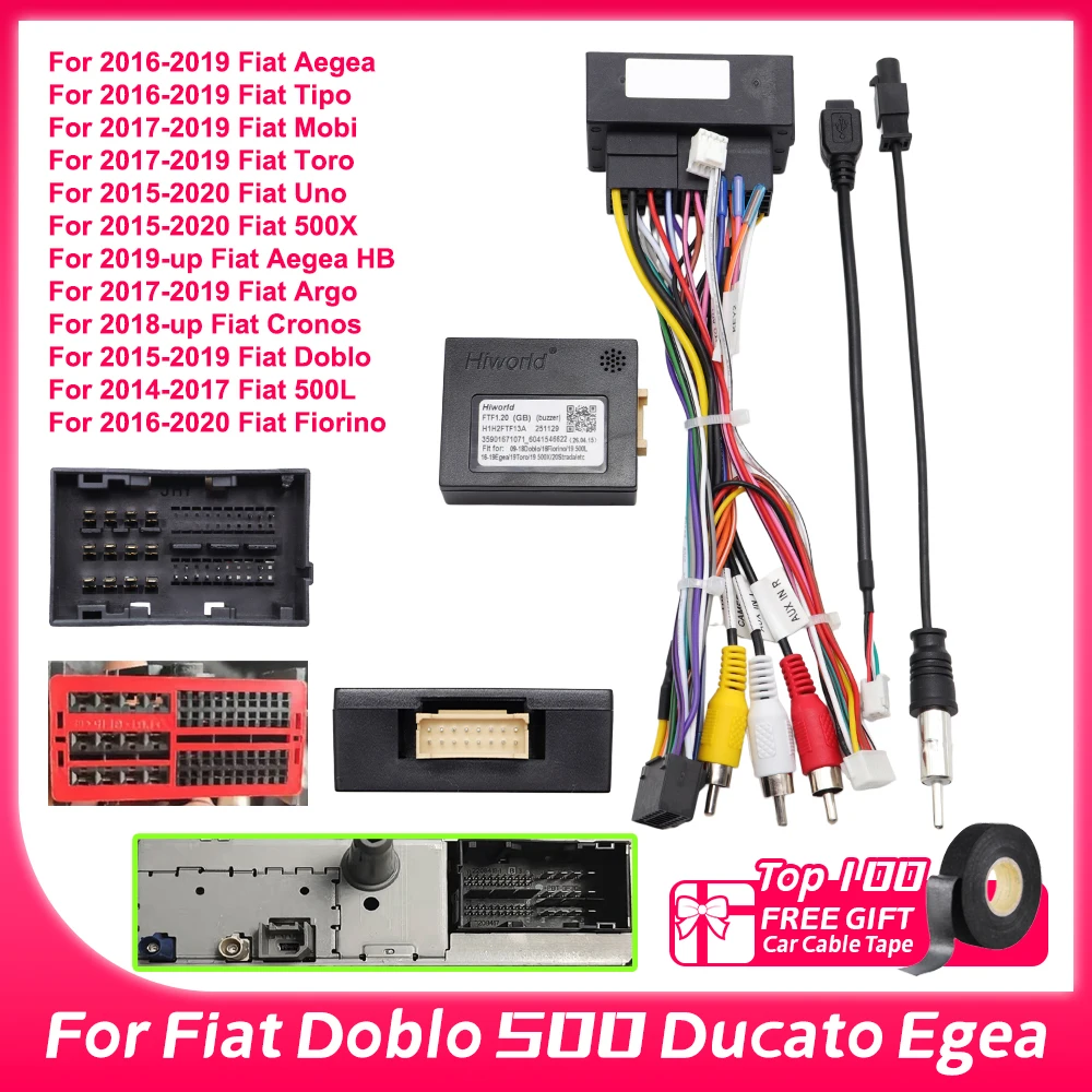 Decodificador Canbus Hiworid FTF1.20 para Fiat Doblo 500 Ducato Egea Strada Toro Argo Cronos MobiCar Rádio Android Conector de 16 Pinos