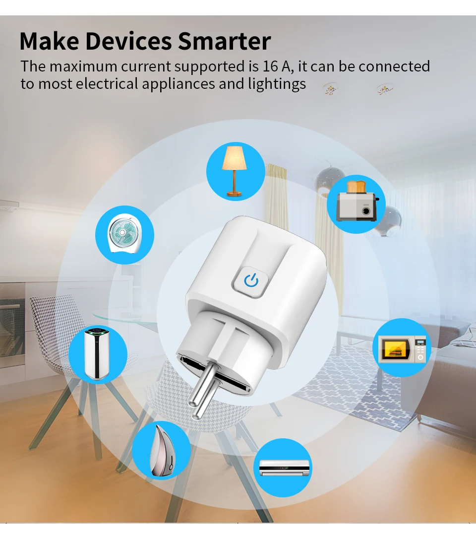WiFi Smart Plug mit Energie überwachung, 16a Smart Outlet Socket Timer Schalter, arbeiten mit Apple Homekit Siri, Alexa 、 Google Home