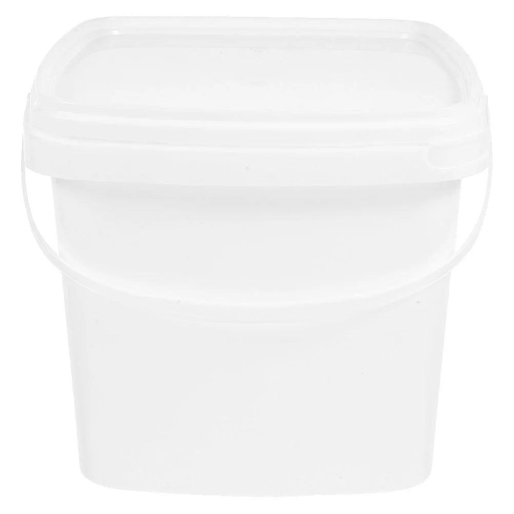 1 Gallon Square Plastic Handle Food Storage Container Easy Carry Water Bucket Multi Purpose Lid Sturdy Leakproof Home