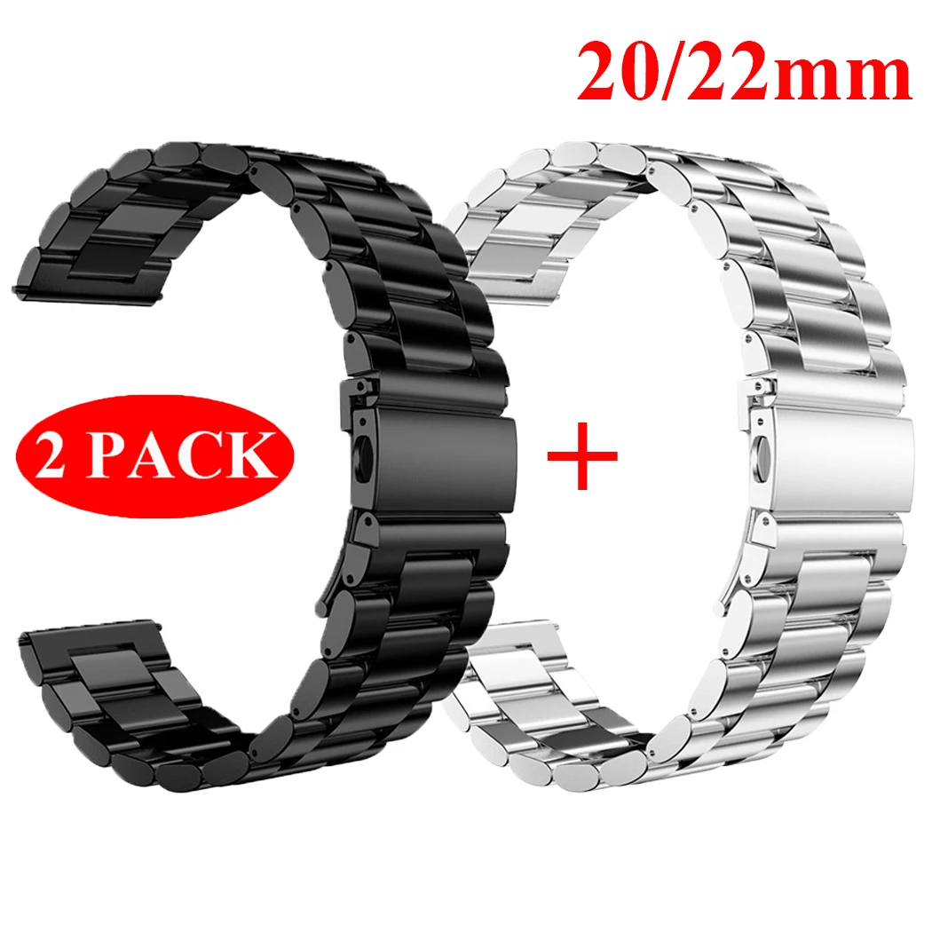 2 Pack 22mm 20mm Metal Strap For Samsung Galaxy Watch 7 6 5 4 40mm 44mm 4 6 Classic 47mm 46mm 5Pro Band Stainless Steel Bracelet
