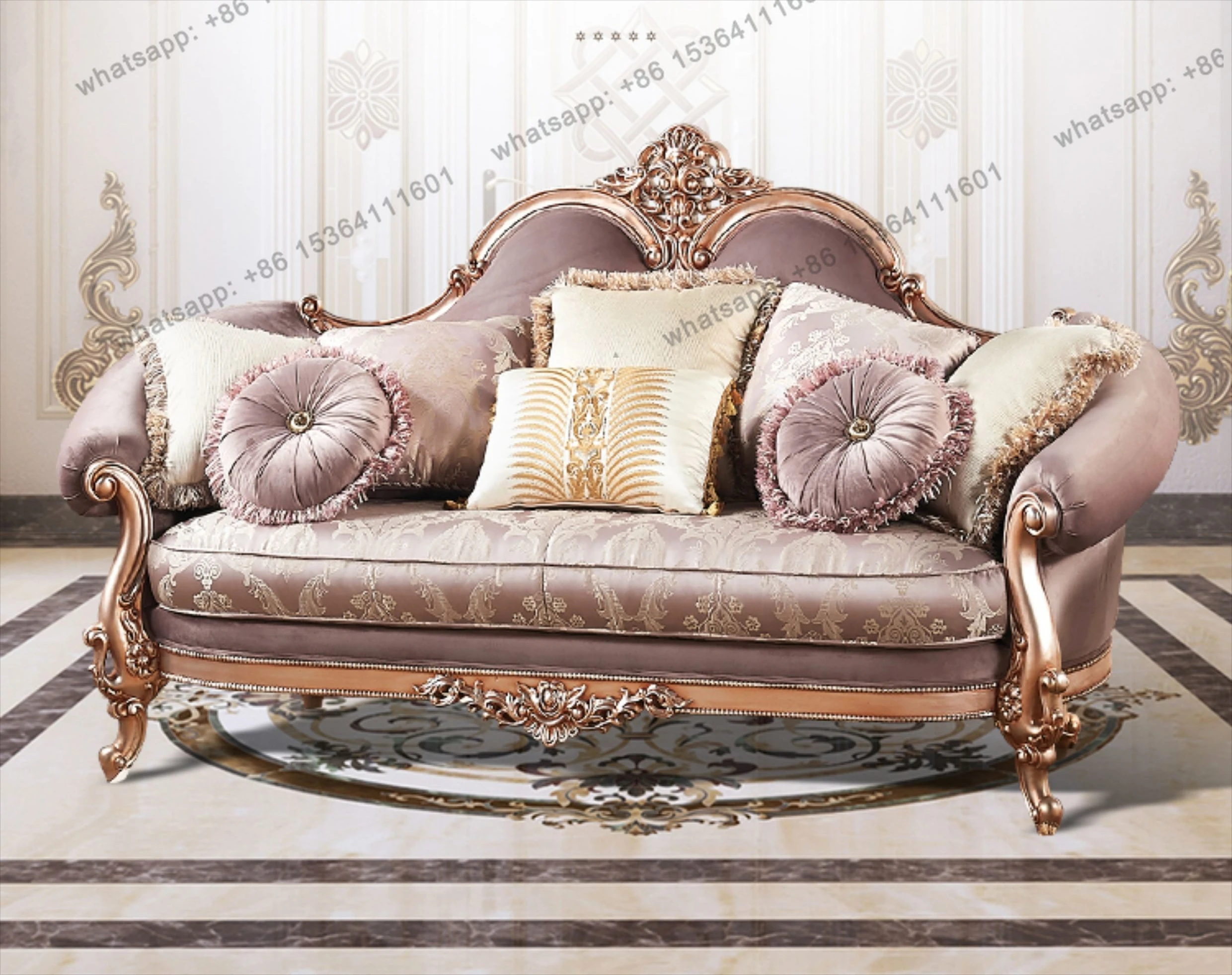 Factory Direct Sales Jane European Solid Wood Fabric Sofa European Luxury High-end Court Style