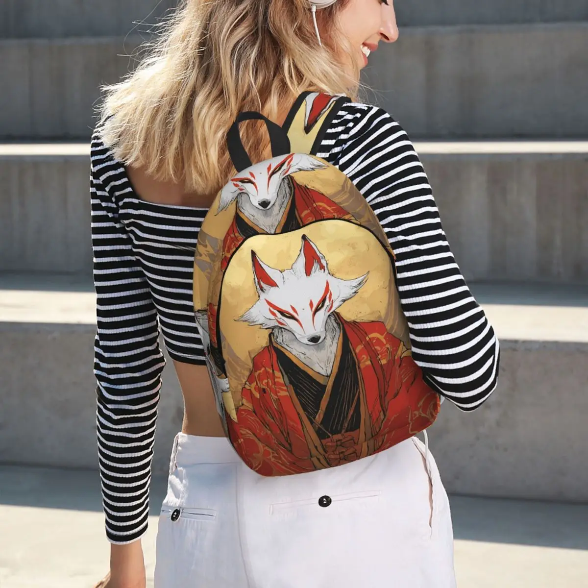 Mythical Kitsune Spirit Backpack Student BookBag Kids School Bag Laptop Shoulder Bags for Men Women