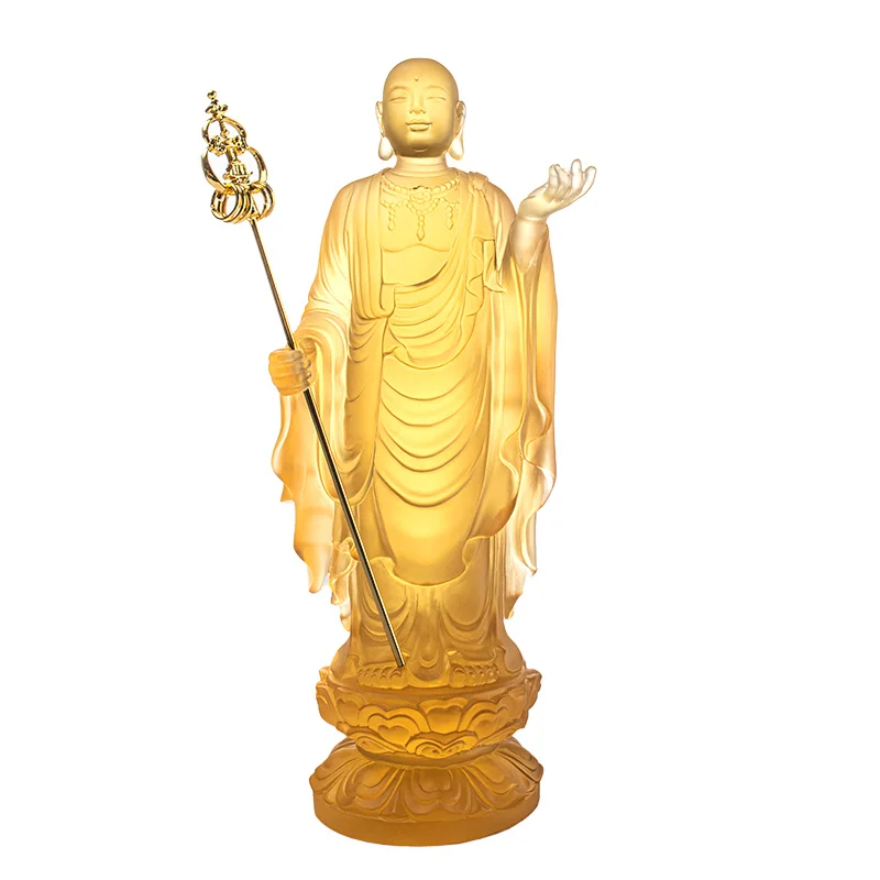 *&r Artfamily  Bodhisattva Buddha Statue Divine Beast Crystal Carving Eco-friendly Traditional Luxury Polishing Buddhist