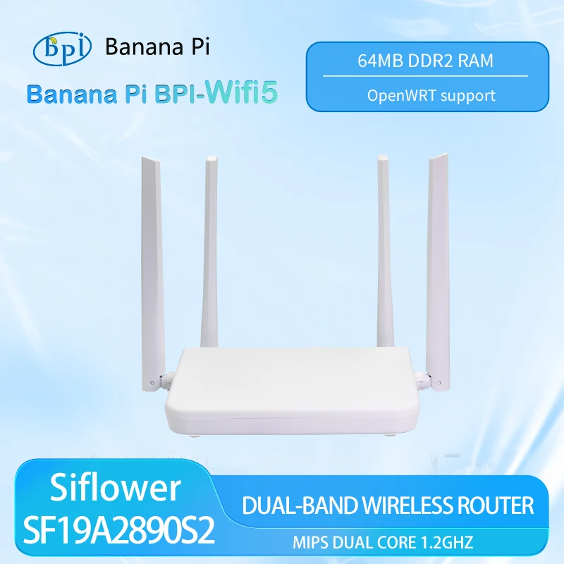 

Маршрутизатор Banana Pi BPI-Wifi5 Siflower SF19A2890S2, двухдиапазонный беспроводной маршрутизатор, частота беспроводной связи 1,2 Гбит/с, высокопроизводительный беспроводной маршрутизатор