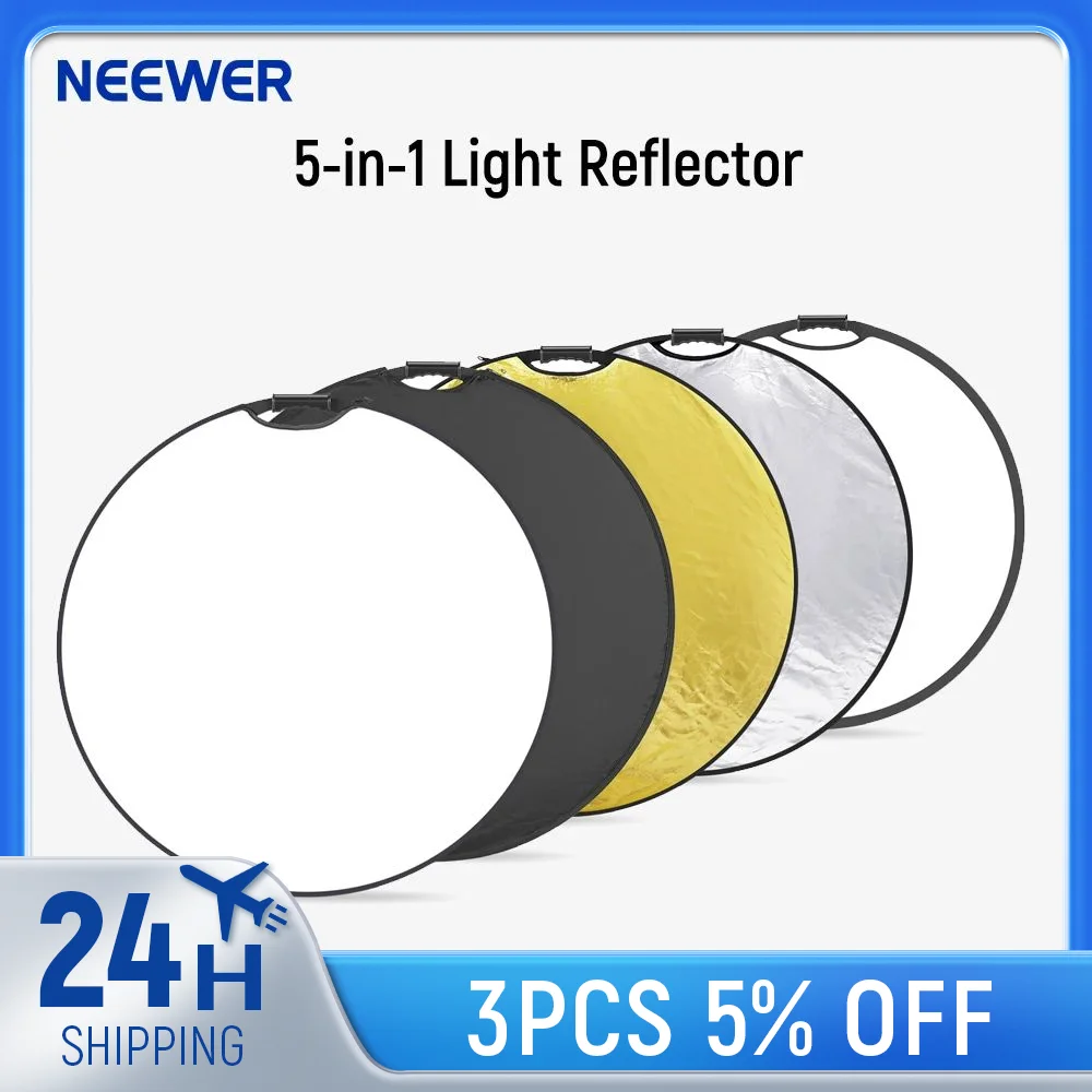 Neewer 5-in-1 Portable Round 32 in/80cm Light Reflector Collapsible Multi-Disc with Single Grip and Bag