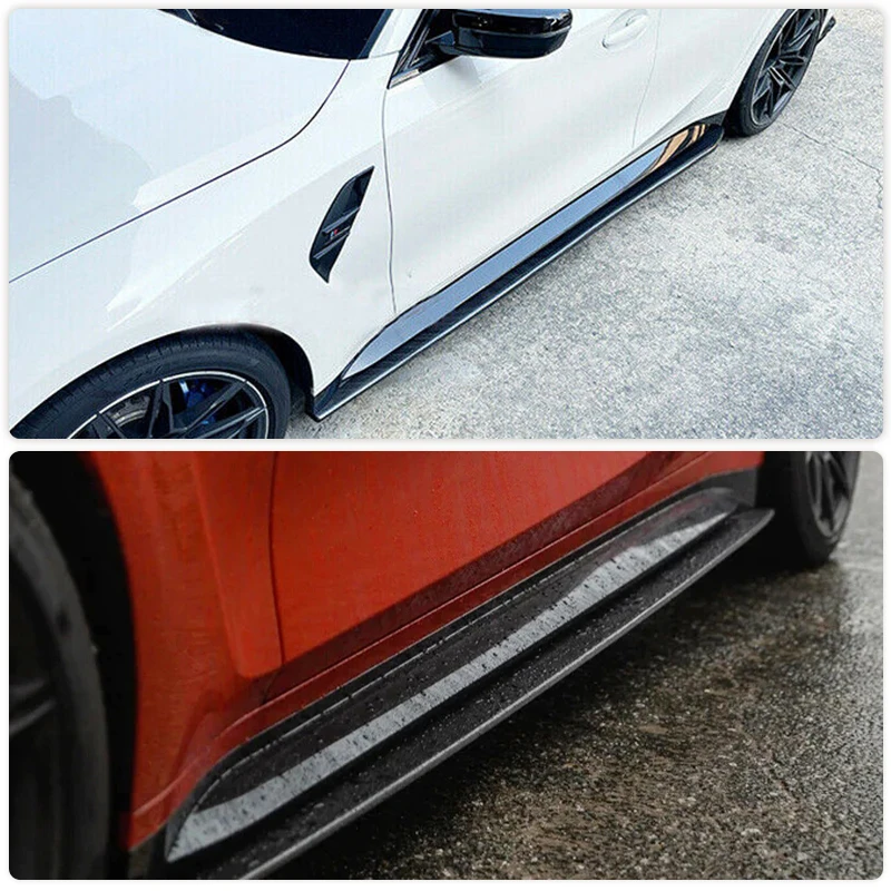 Prepreg Dry Carbon Car Side Skirts Extensions for BMW G80 M3 Sedan 4-Door 2021-2023 Racing Side Door Bumper Apron Lip Body Kits