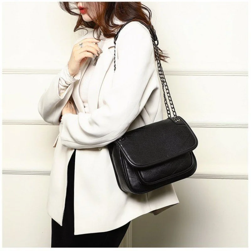 

Роскошная кожаная сумка через плечо для женщин, практичная сумка-мессенджер в классическом элегантном стиле от известного дизайнера