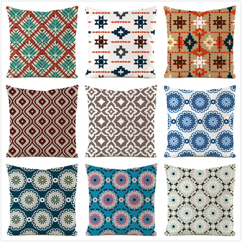 Circular and diamond-shaped texture Digital printing short plush pillow covers for car sofa office cushion cover home goods