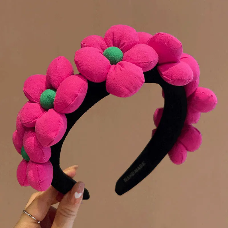 2024 Bear Women\'s Hairbands autumn and winter new rose red flower headbands