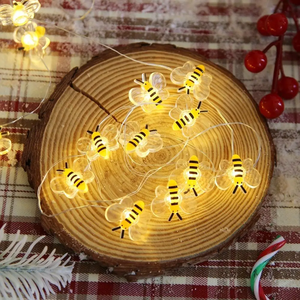 Schattige Kleine Bij LED Lichtslingers 2m 20LED Plastic Bijen Fairy Lichtslingers Waterdichte Bee Bloem Lichten Tuin Patio Slaapkamer