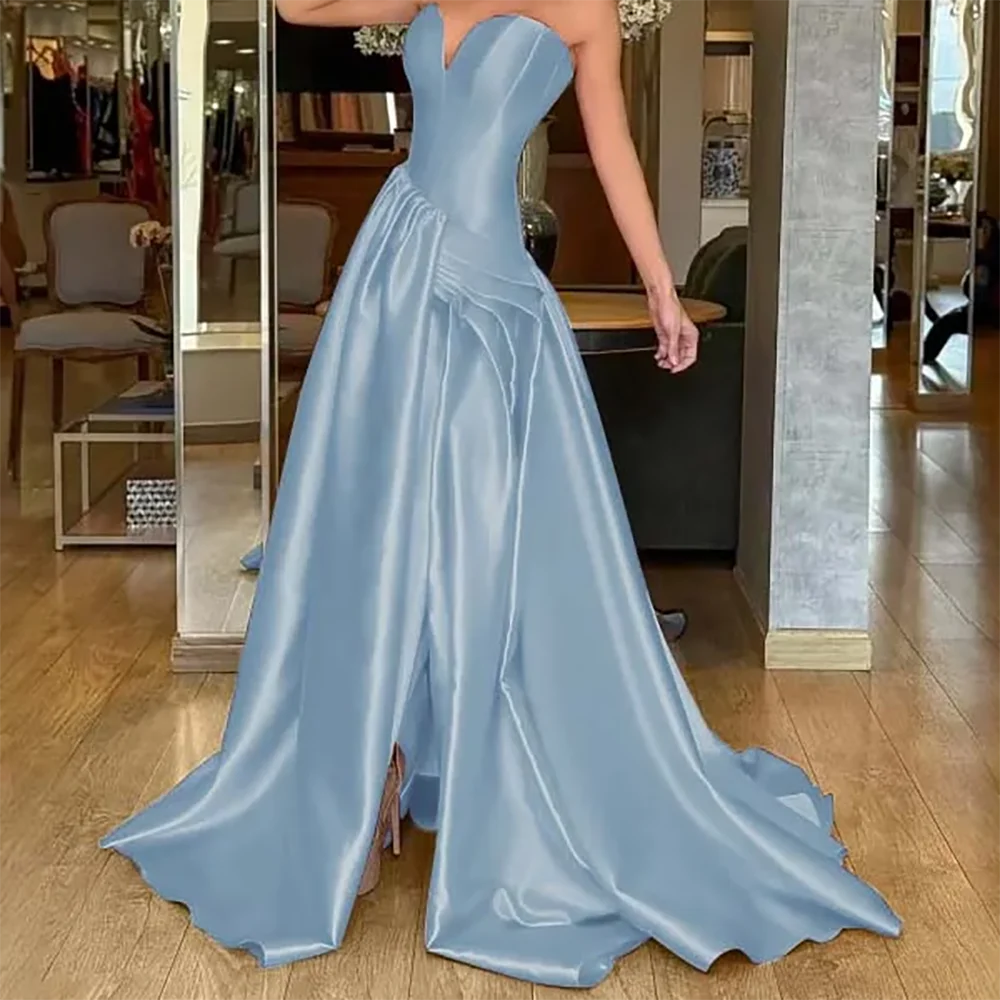 

Classic Sweetheart Sleeveless Pleat A-Line Formal Evening Dresses Birthday Party Prom Gowns Customized