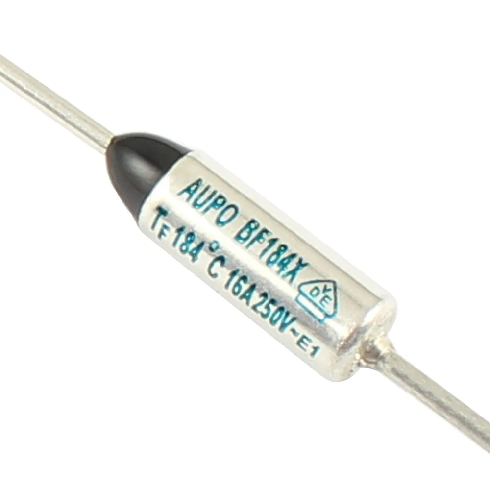Fusible térmico de 10 piezas, BF184X, BF 184C, 184 grados Celsius, 16A, 250V, corte TF, Pellet TCO, eslabones de temperatura de plomo Axial AUPO
