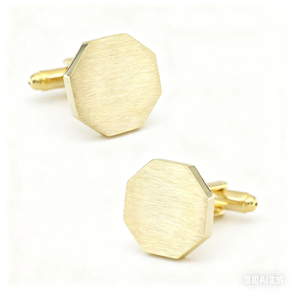 iGame Men's Engravable Cuff Links Metal Wire Drawing Octagon Design 3 Colors Option Classic Cufflinks Wholesale & Retail