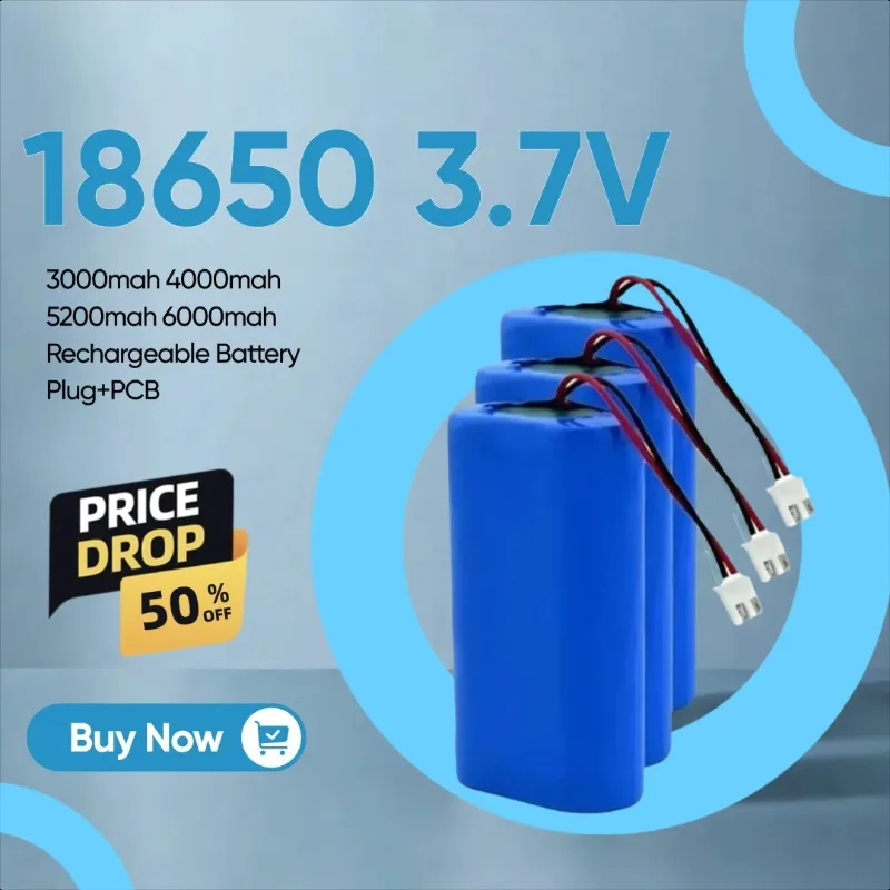 

18650 3.7V Lithium Battery Pack 2S1P Batteries XH2.54 PLUG 3000mah 4000mah 5200mah 6000mah Rechargeable Battery Plug+PCB