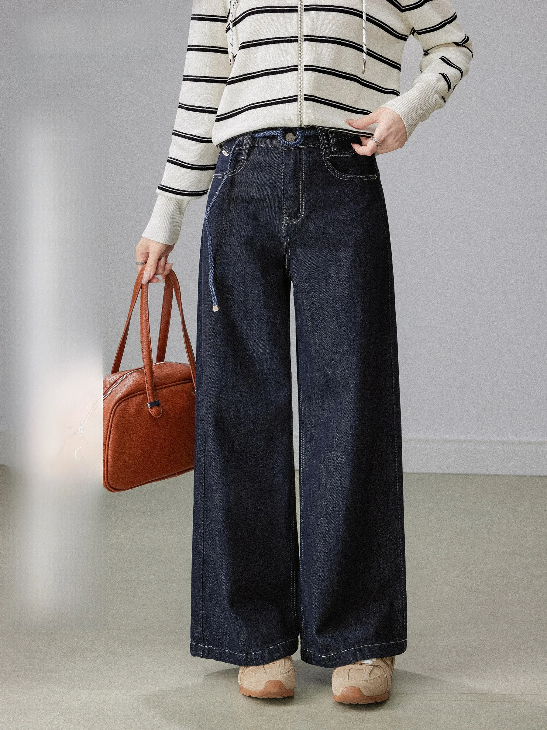 

High Waist Straight Leg Wide Leg Jeans Blue Denim Women's Casual Pants Spring 2026 New Sle Versatile Slimming Effect