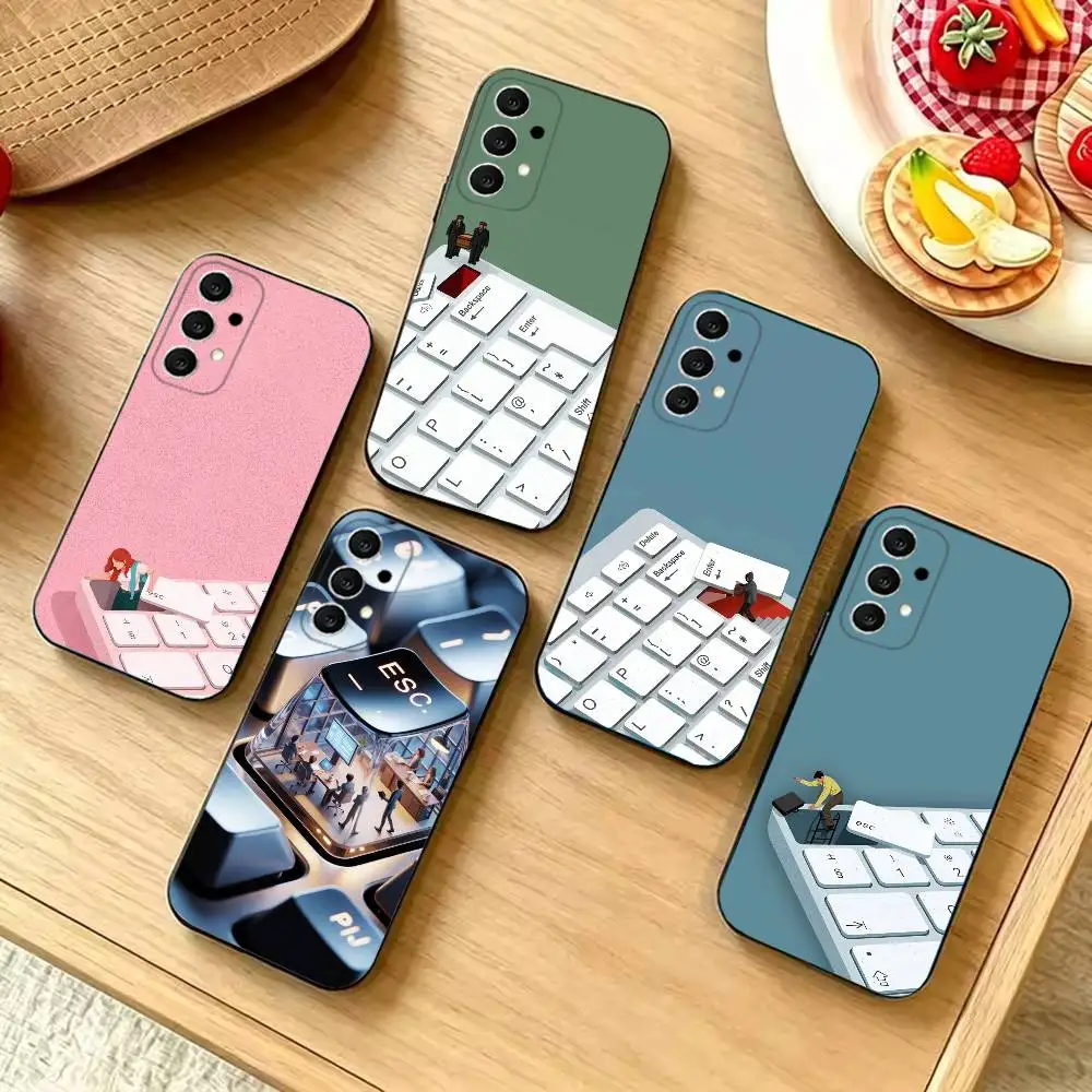 Keyboard Pattern Shockproof Black Cell Phone Cover, Fit for Samsung S20,S21,S22,S23,S24,S25,S26,Ultra,Plus,FE,Lite