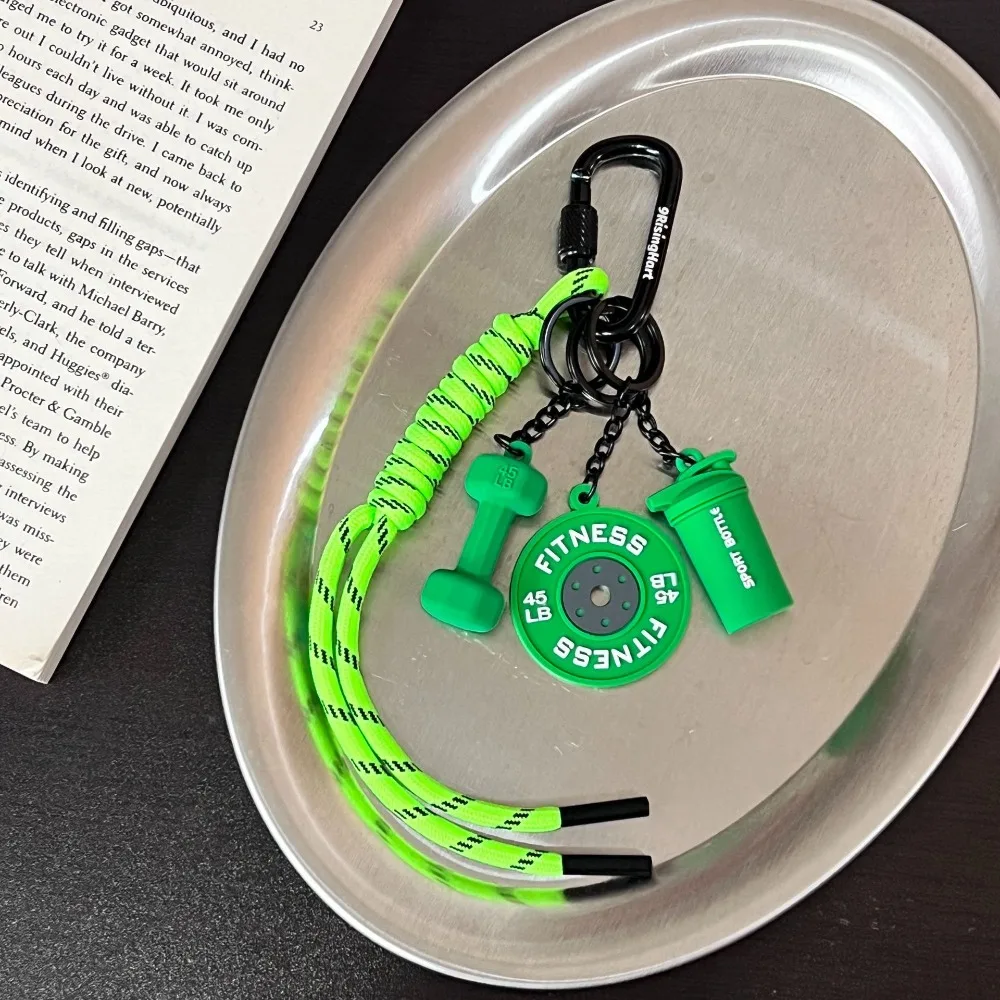 

Mini Barbell Plates Keychain with D-shaped Buckle Kettlebells Simulation Dumbbells Keyring Water Cups Bag Charm