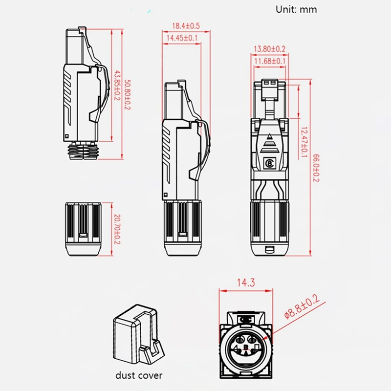 ปลั๊กคอนเนคเตอร์ CAT8 RJ45ไม่มีเครื่องมือจีบ CAT8สายเคเบิลเครือข่าย40Gbps โลหะผสมสังกะสีป้องกันอินเตอร์เฟซที่ RJ45
