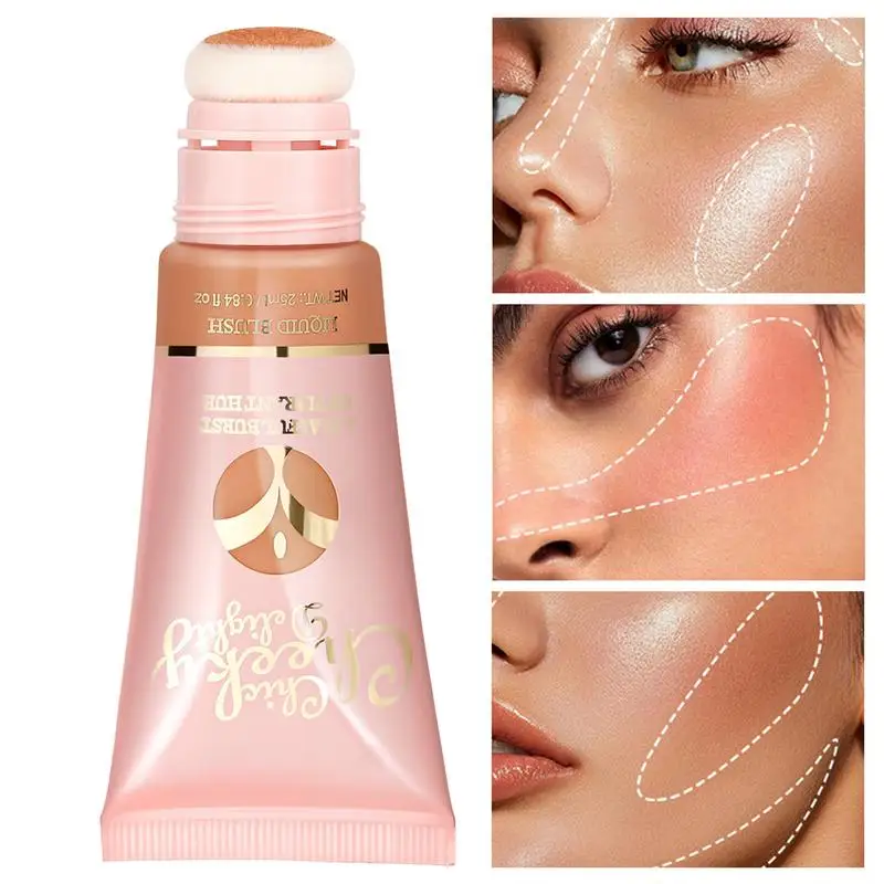 Vloeibare Blush Stick Met Kussen Applicator Fleuren Gezichtscontour Poeder Blush Crème Blijvende Wang Lichter Koreaanse Make-up