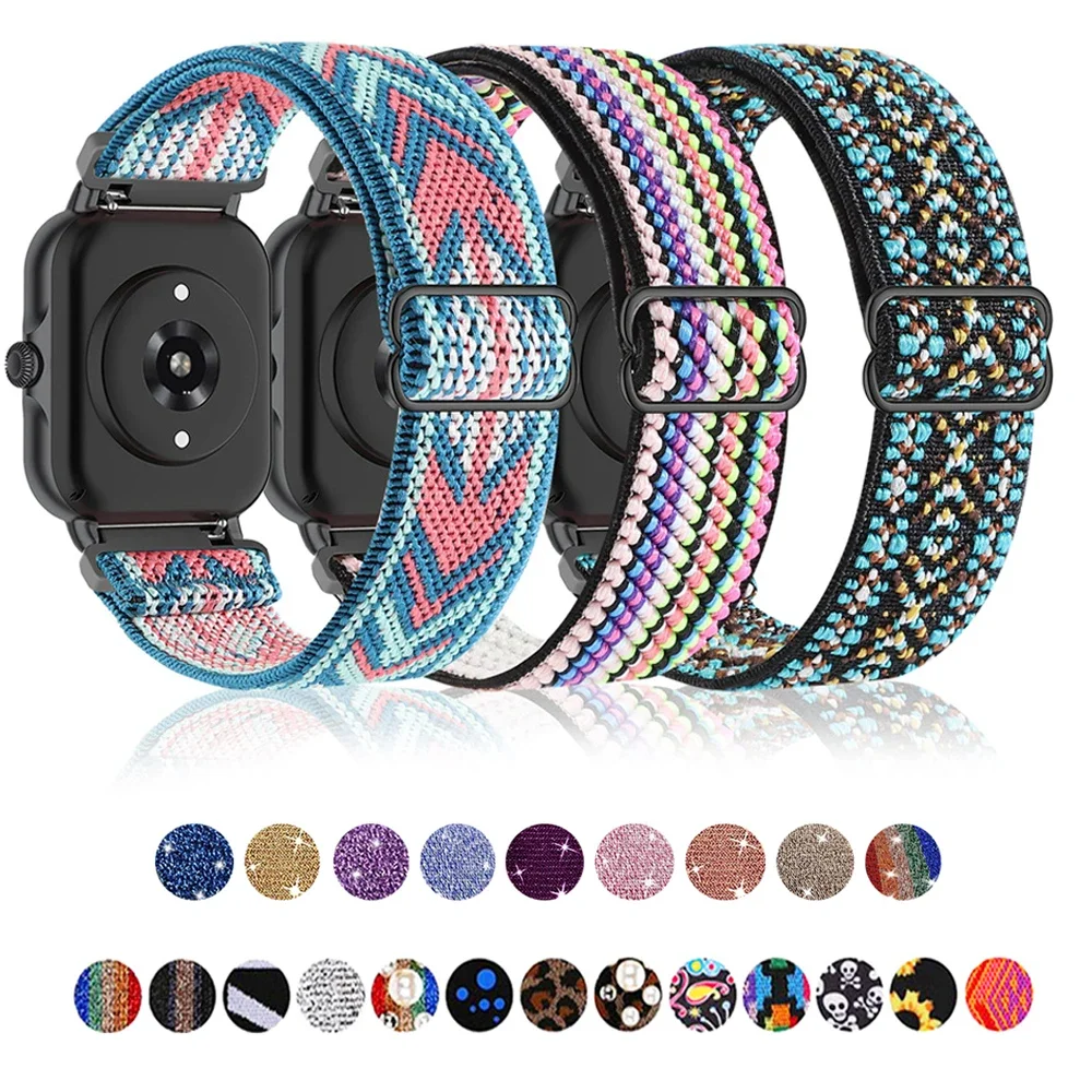 Elastic strap For Amazfit gts 4-3-2-2e-mini/bip-U-S-lite/Stratos 2 20mm/22mm band Bohemian Pride Shiny bracelet gtr-4-3-3pro-2e