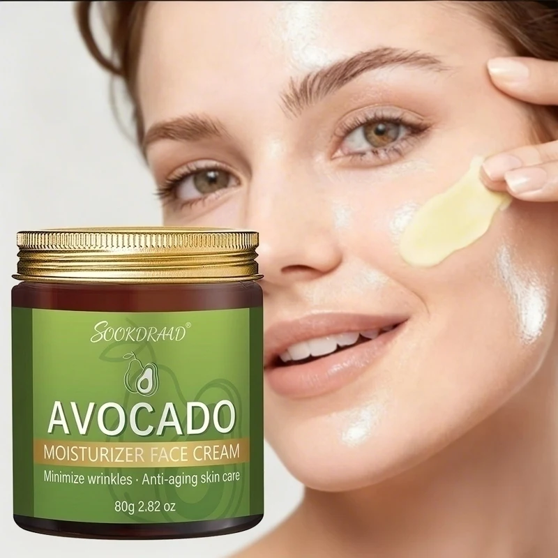 Avocado Moisturizer Face Cream, Natural Avocado, Light Hydration, Face, Unisex,80g, All Skin, Daily Essential