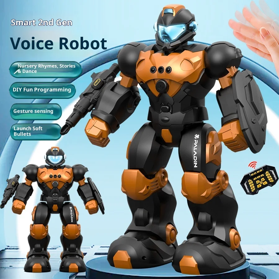 Brinquedo robô de controle remoto de voz elétrica inteligente das crianças com detecção de gestos e recurso de programação modelo animal rc