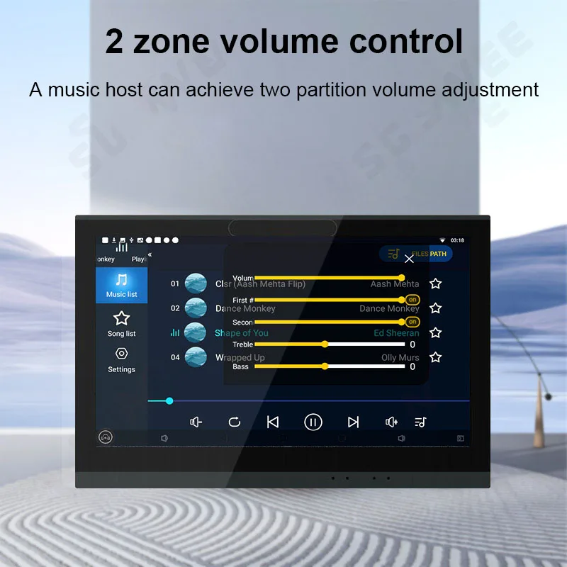 7 Polegada tela de toque casa buletooth áudio na parede amplificador android tuya inteligente alexa centro voz 2zone controle volume painel música