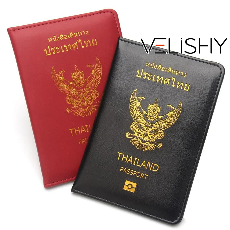 1Pc Thailand Passport Cover Pu Leather Protection Passport Wallets Travel Document Holder For Thailand