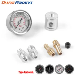 Universal 1/8 NPT Fuel Pressure Gauge Liquid Filled Polished Case and adaptor kit Psi&Bar&kg/cm² For fuel injection systems