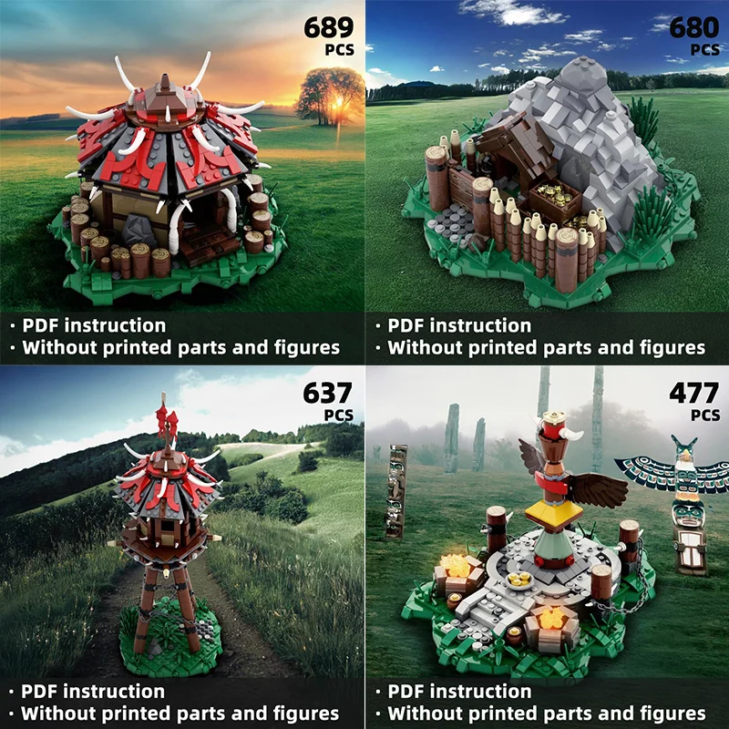 

Warcraff！diy and match the tribal base in your heart to build your own tribe, Special offer tribal village building blocks