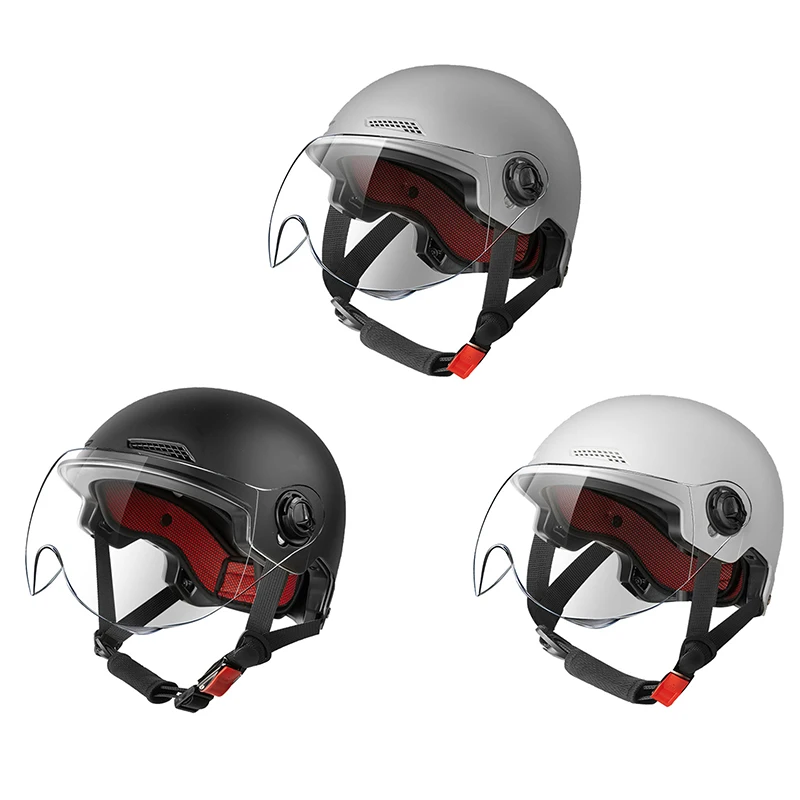 Helm berkendara elektrik, pelindung kepala empat musim dengan ventilasi yang bisa disesuaikan untuk pria dan wanita 1 buah