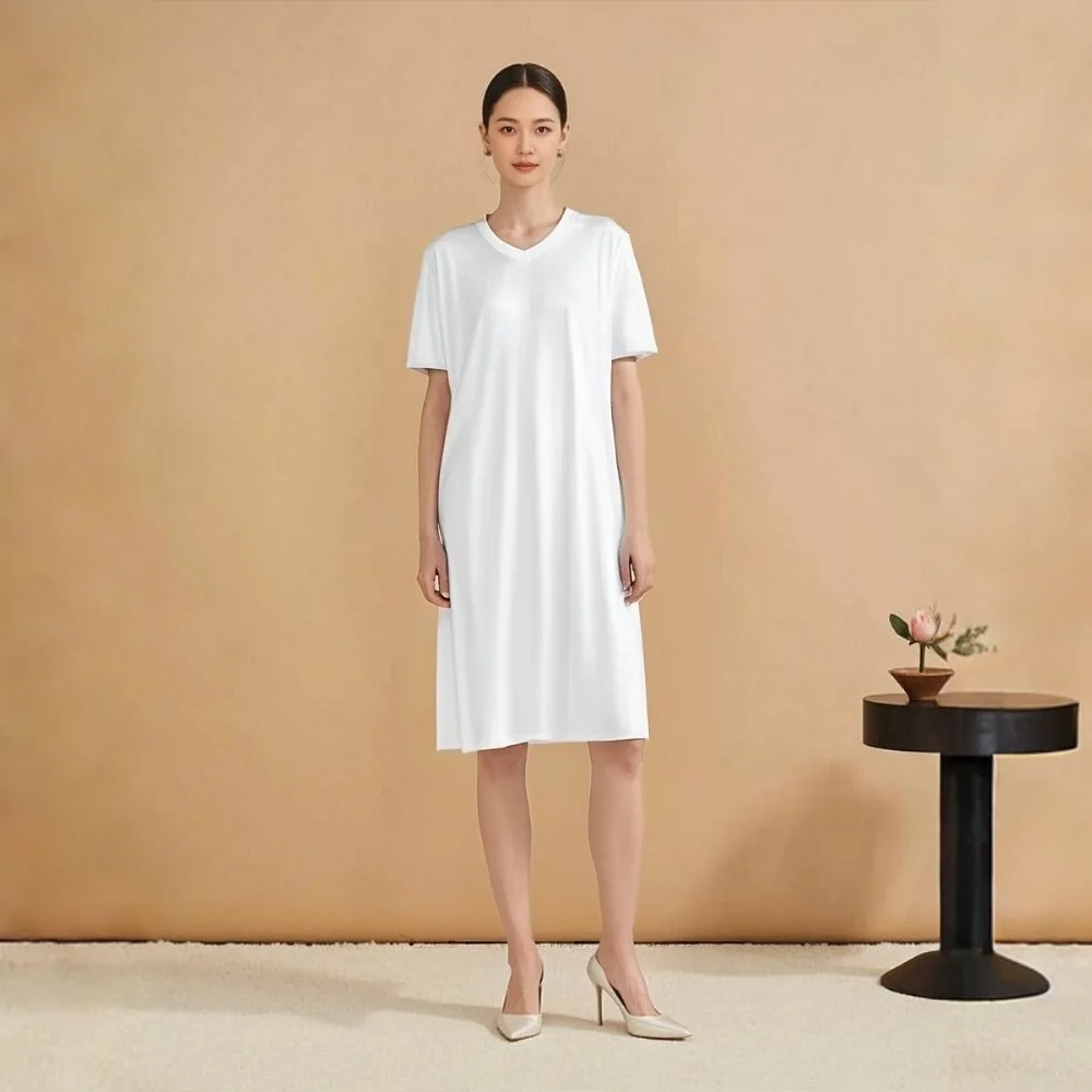 customized-artistic-gymnastics-dress-silky-colored-long-skirt-long-sleeved-loose-home-clothes-long-nightgown-modern-dance-dress