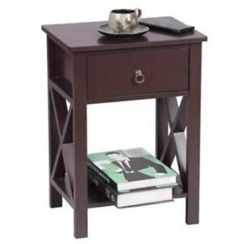 Mini Bedroom Nightstand W/Drawer Bedside Night Stand End Table Organizer Brown