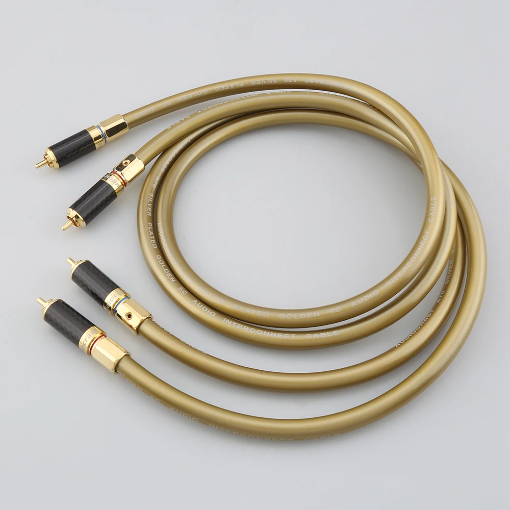 Pair HI Fi RCA Cable Hifi Audio Audiocrast A70 With Carbon Fiber RCA Plug Connector Cable Audio Cable