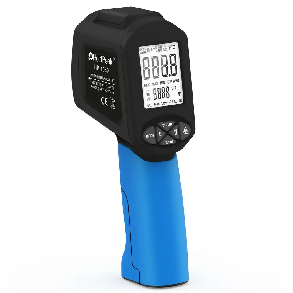 HoldPeak HP-1580 Handheld Infrared Thermometer Non-Contact Dual Laser IR Gun 30:1 DS -50-1580 with LCD Display