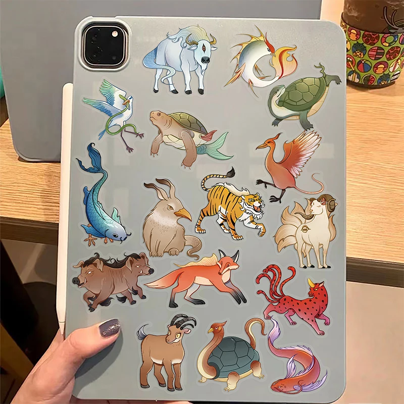 50PCS Cartoon Shan Hai Jing Stickers Decorative Guitar Notebook Stationery Guitar PET Transparent Waterproof Decals Kid Toy Gift