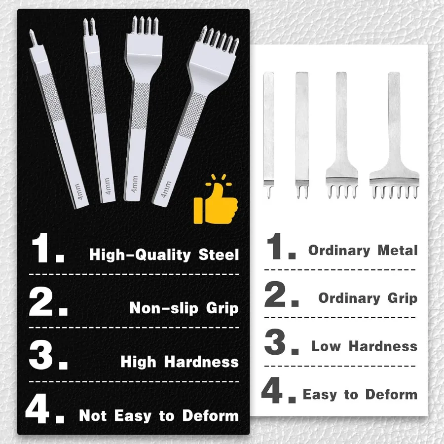 الجلود خياطة لكمة ثقب أداة تخريم مجموعة 4 مللي متر 1 2 4 6 الشق لكمة إزميل ثقب دائري لكمة ل حزام (استيك) ساعة حزام من الجلد D