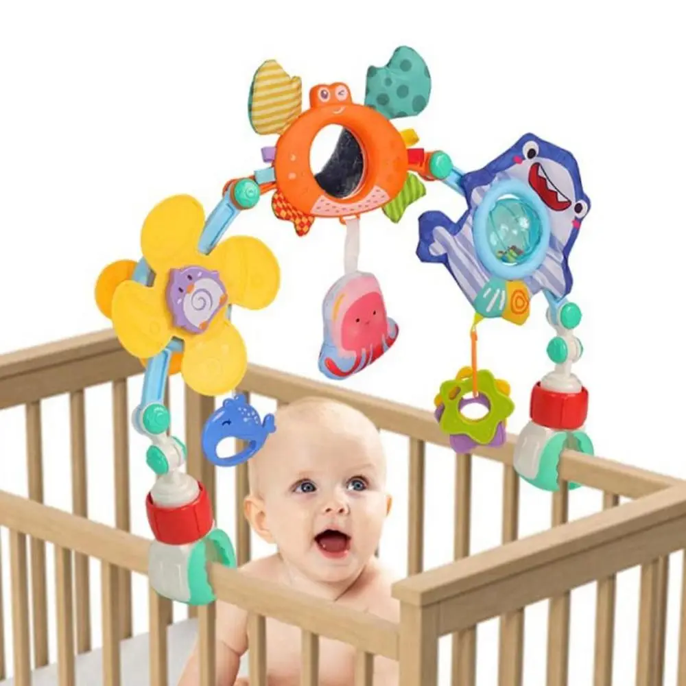 

Car Seat Toys Arched Baby Stroller Arch Toy Plastic Cartoon Hanging Pendant Music Toys Rotary Ring Bell Decoration Baby Stroller