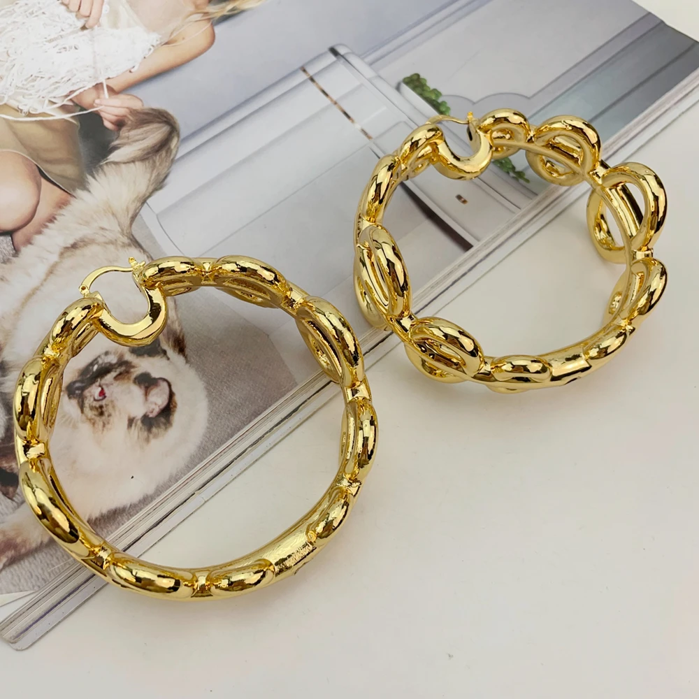 EMMA البرازيلي مجوهرات مطلية بالذهب النساء بيان كبير الأقراط الإناث كبيرة الحجم جريئة زهرة مجوهرات اكسسوارات هدايا