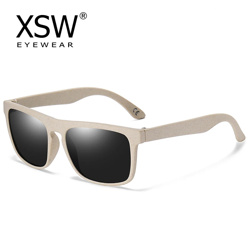 XSW brand design wooden retro square oval degradable sunglasses for men and women Glasses Straw Sunglasses UV400 7021-1