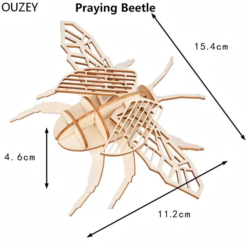 OUZEY 16 مجموعات ثلاثية الأبعاد لغز خشبي نموذج الحيوان ألعاب مونتيسوري للأطفال الحرف الهيكل العظمي الجمعية طقم هدايا بنة خشبية