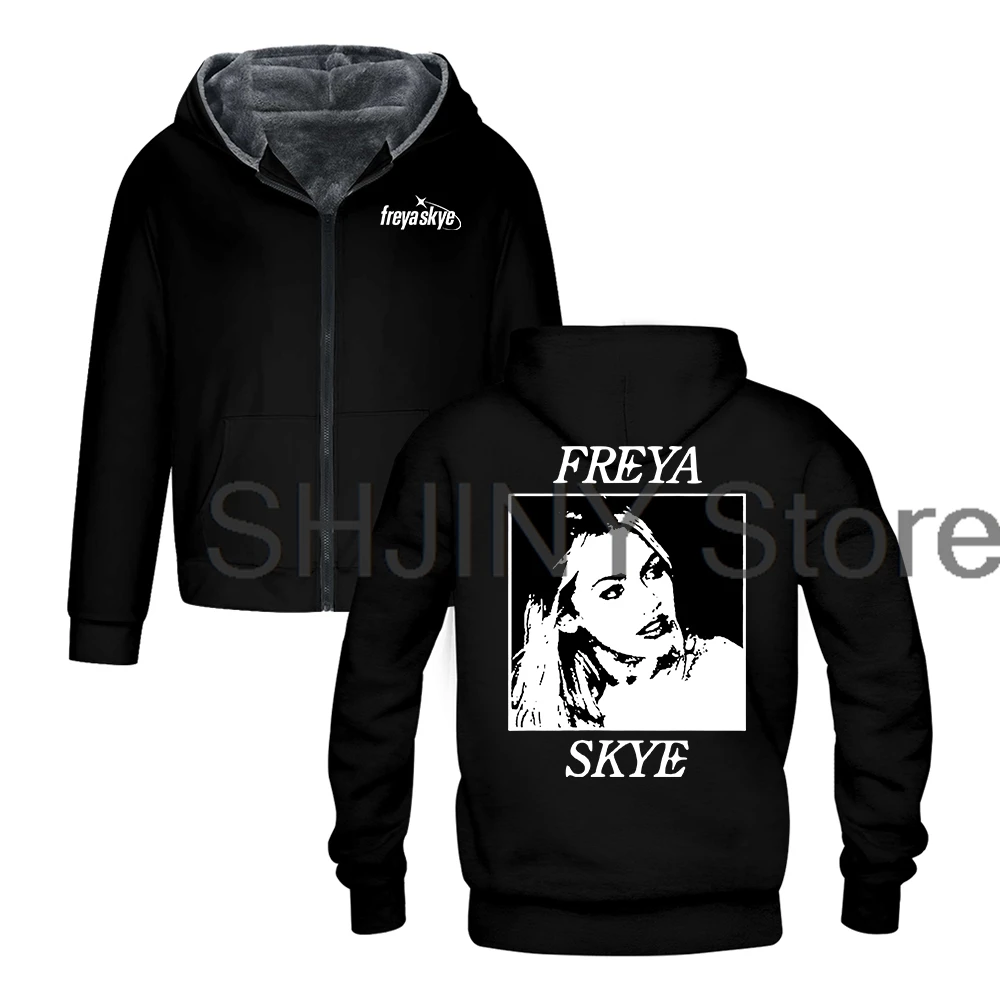 

Freya Skye Photo Hooded Jacket Parkas Unisex Long Sleeve Zip Up Hoodies Men Women Winter Outerwear Coat