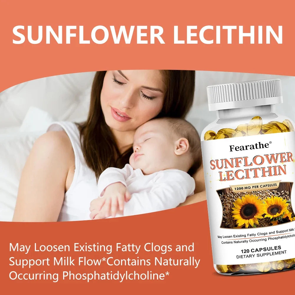 Sunflower Lecithin Supplement - 1200 Mg, Lactation Support, Supports Breast Milk Flow, Non-GMO, Gluten-Free, Vegan-Friendly