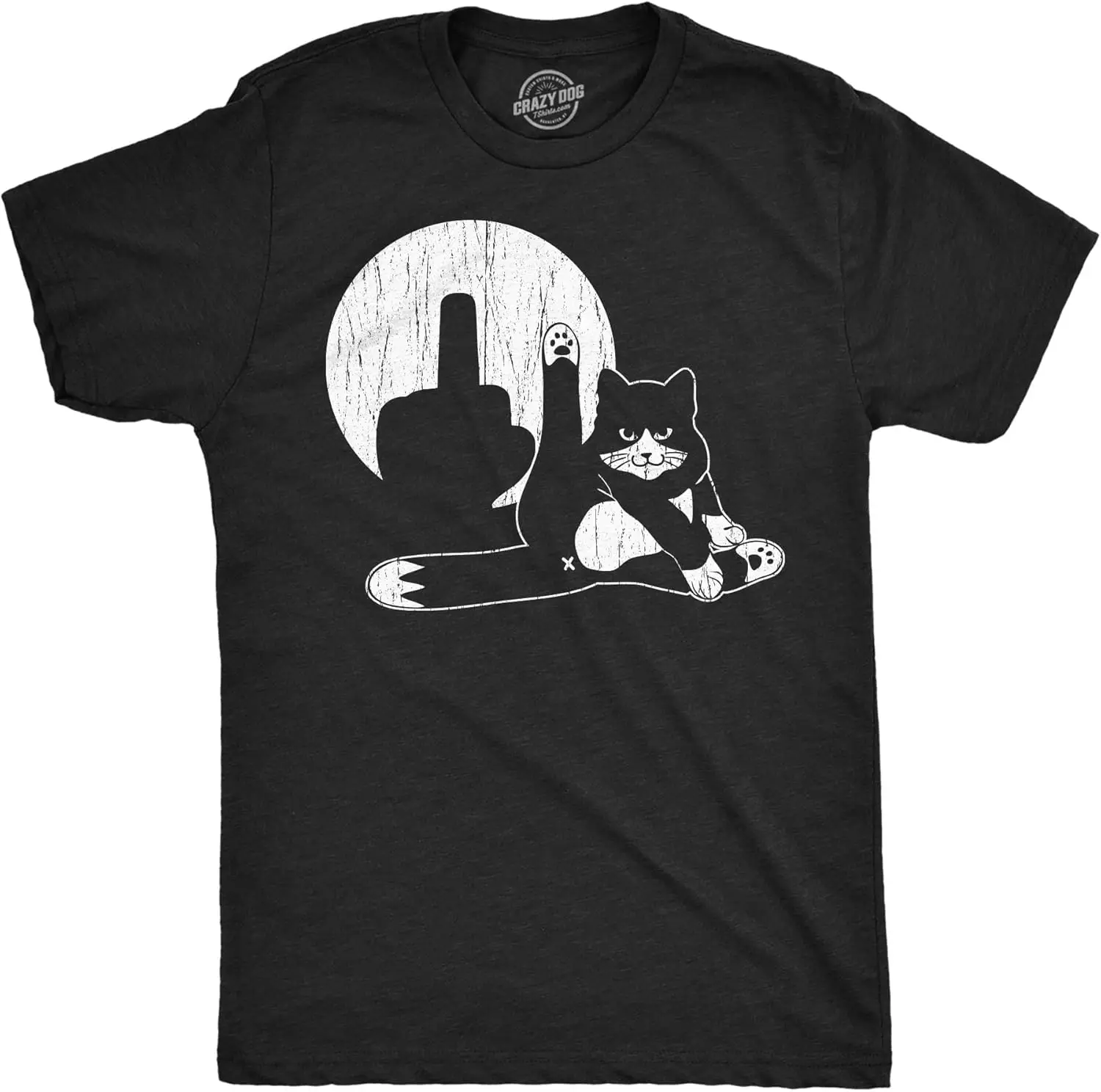 Mens Funny T Shirts Cat Middle Finger Shadow Puppet Show Sarcastic Graphic Novelty Tee For Men 100% Cotton Trendy Y2K