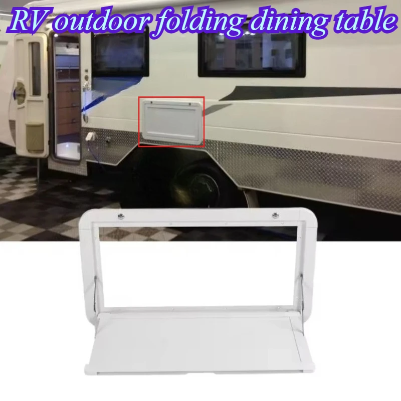Universal RV Camper Trailer Foldable Table Outdoor Picnic Side Mount Flip Down Drop Leaf Dining Board with LED Light Waterproof