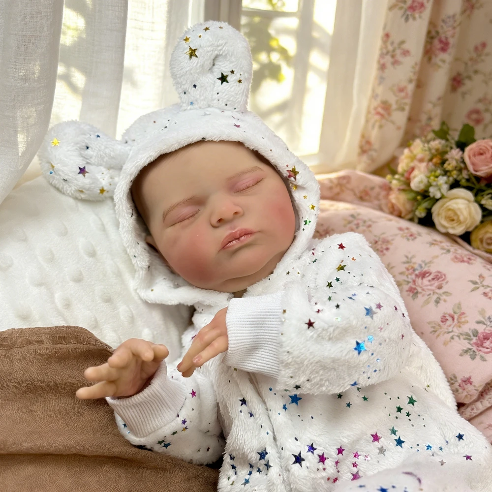 

BZDOLL 50CM 20Inch Lifelike Asleep Reborn Baby Doll, 3D Vein Skin, Vinyl Limbs Cloth Body, Perfect Birthday Gift