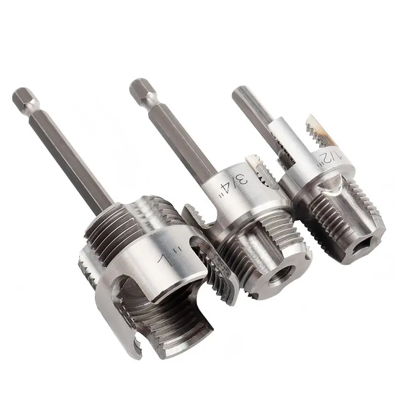 ABXF-Dual-Function Integrated Internal& External Pipe Threading Tool 3 Pcs For PVC For 1/2