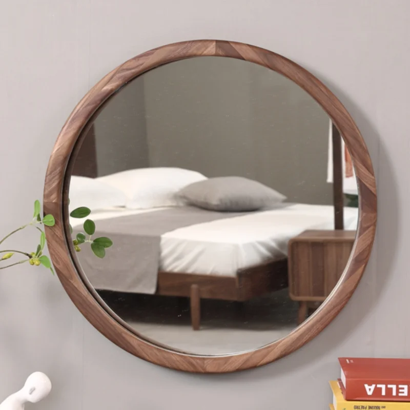 Wooden Art Decorative Mirrors Round Modern Decoration Liquidation Room Wall Adhesive Mirror Sticker Makeup Interior Home Decor